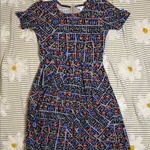 LuLaRoe Blue Red A-line Midi Dress